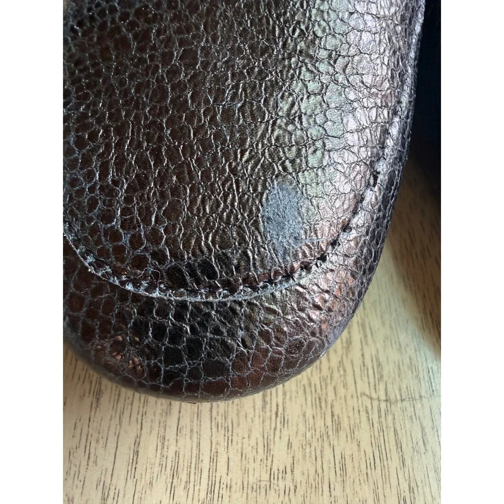 Enzo Angiolini EN-TATYE Metallic Bronze Pebbled Leather Loafers Womens 8.5 M 39